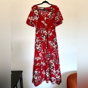 SHEIN Red Floral Maxi Dress